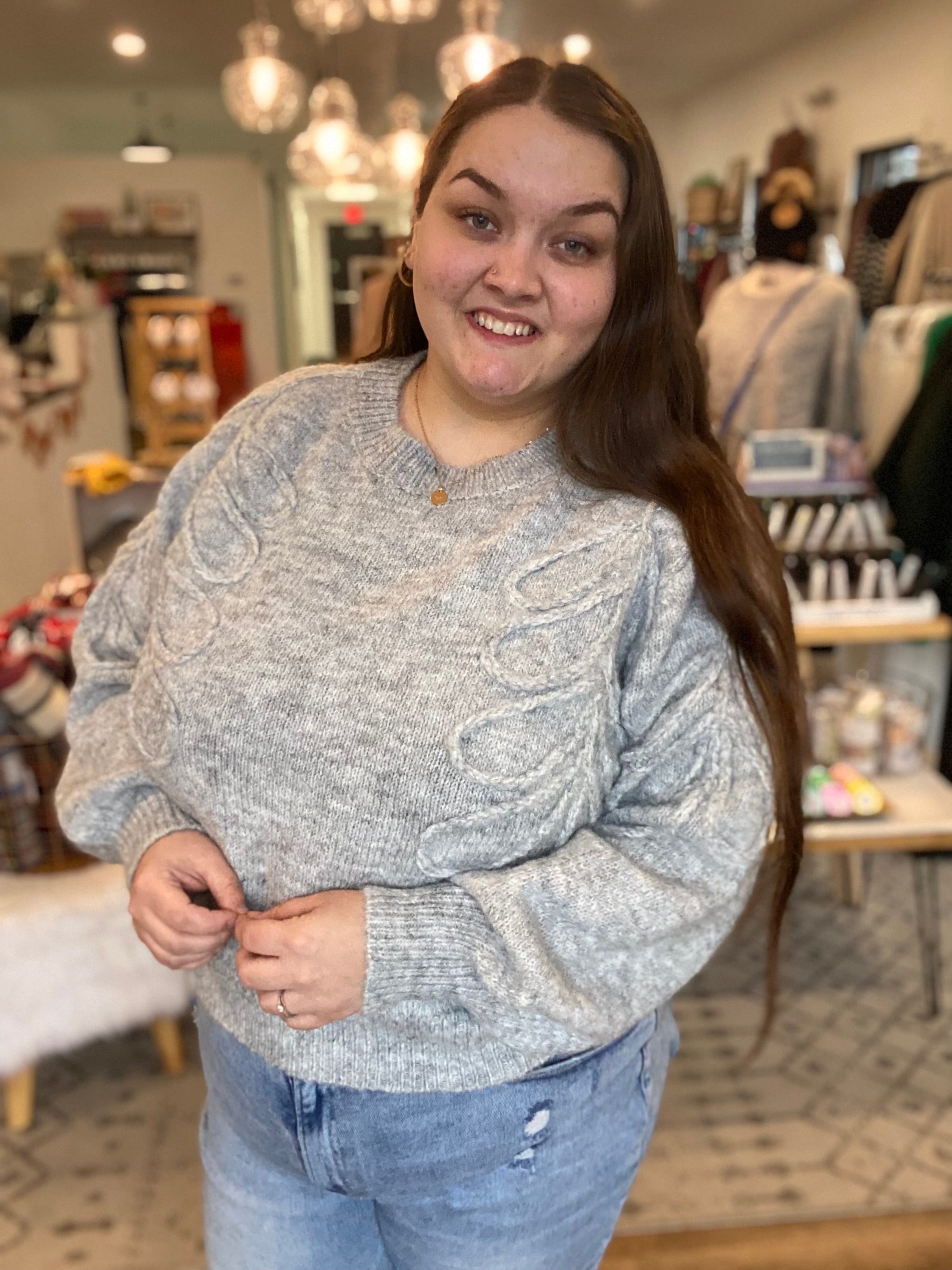 Shop Ellis Floral Stitch Sweater-Sweater at Ruby Joy Boutique, a Women's Clothing Store in Pickerington, Ohio