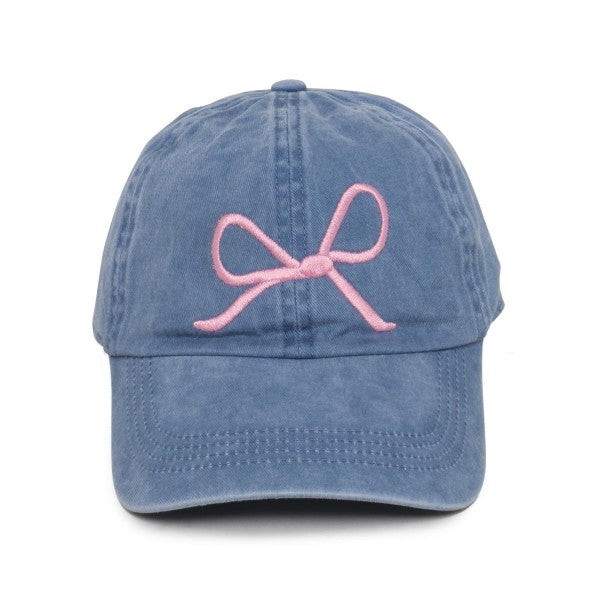 Shop Embroidered Bow Baseball Cap-Hats at Ruby Joy Boutique, a Women's Clothing Store in Pickerington, Ohio