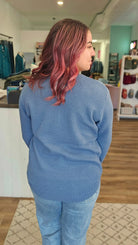 Shop Emerson Classic Knit Sweater - Dusty Blue-Sweater at Ruby Joy Boutique, a Women's Clothing Store in Pickerington, Ohio