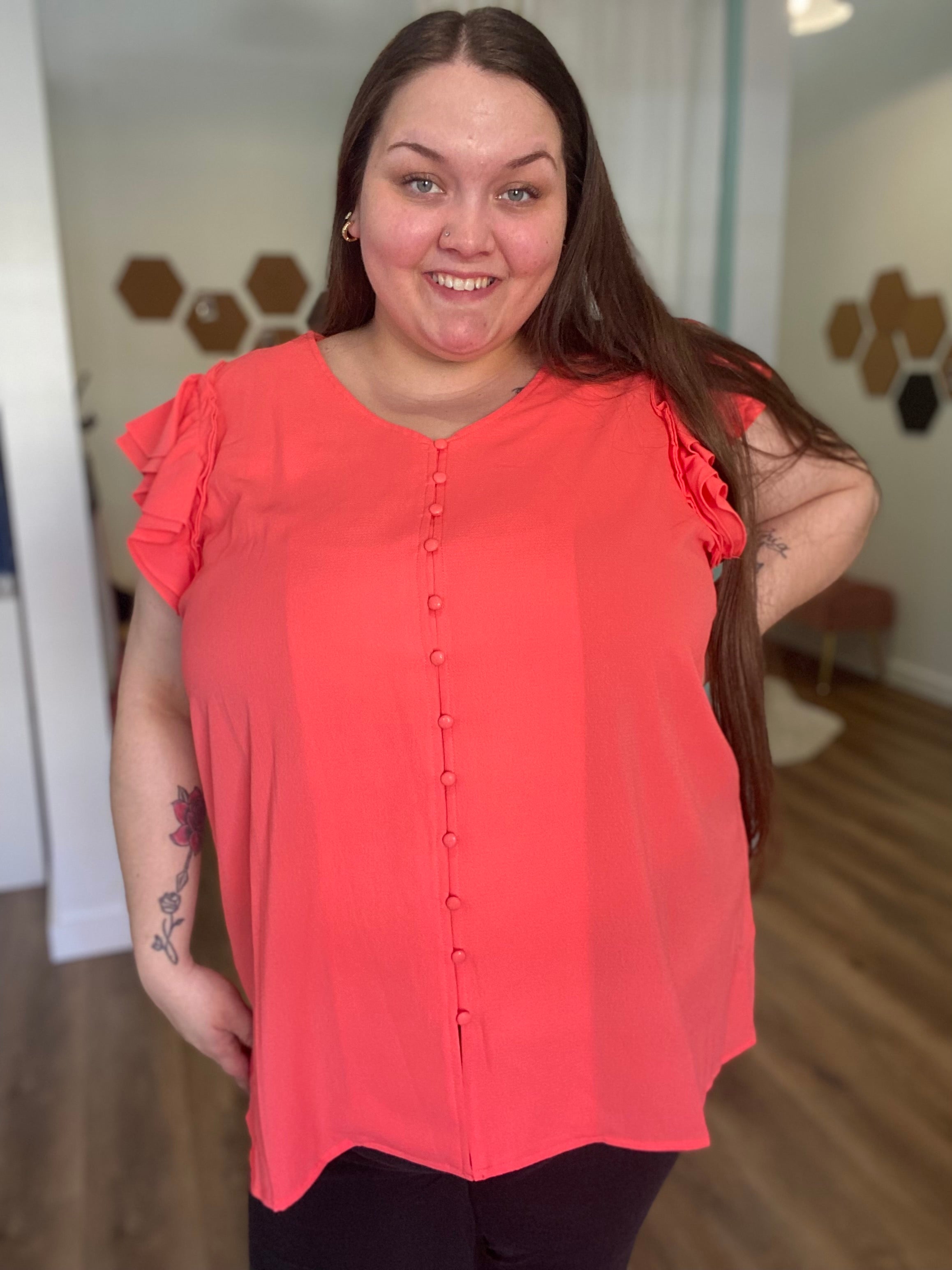 Shop Emmory Button-down Blouse-Blouse at Ruby Joy Boutique, a Women's Clothing Store in Pickerington, Ohio