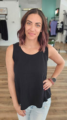 Shop Essential Raw Edge Tank - Black- at Ruby Joy Boutique, a Women's Clothing Store in Pickerington, Ohio