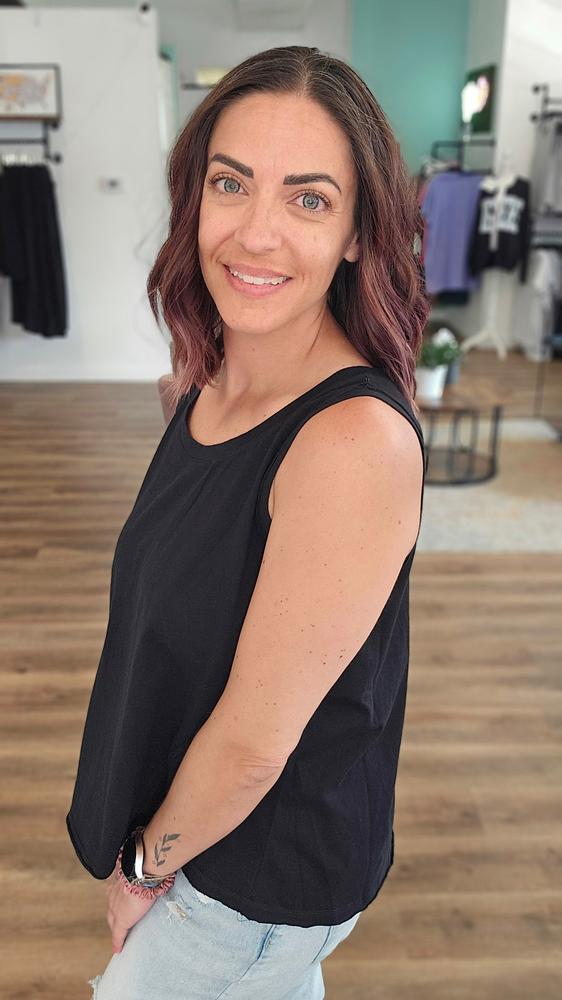 Shop Essential Raw Edge Tank - Black- at Ruby Joy Boutique, a Women's Clothing Store in Pickerington, Ohio