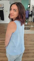 Shop Essential Raw Edge Tank - Sky Blue- at Ruby Joy Boutique, a Women's Clothing Store in Pickerington, Ohio