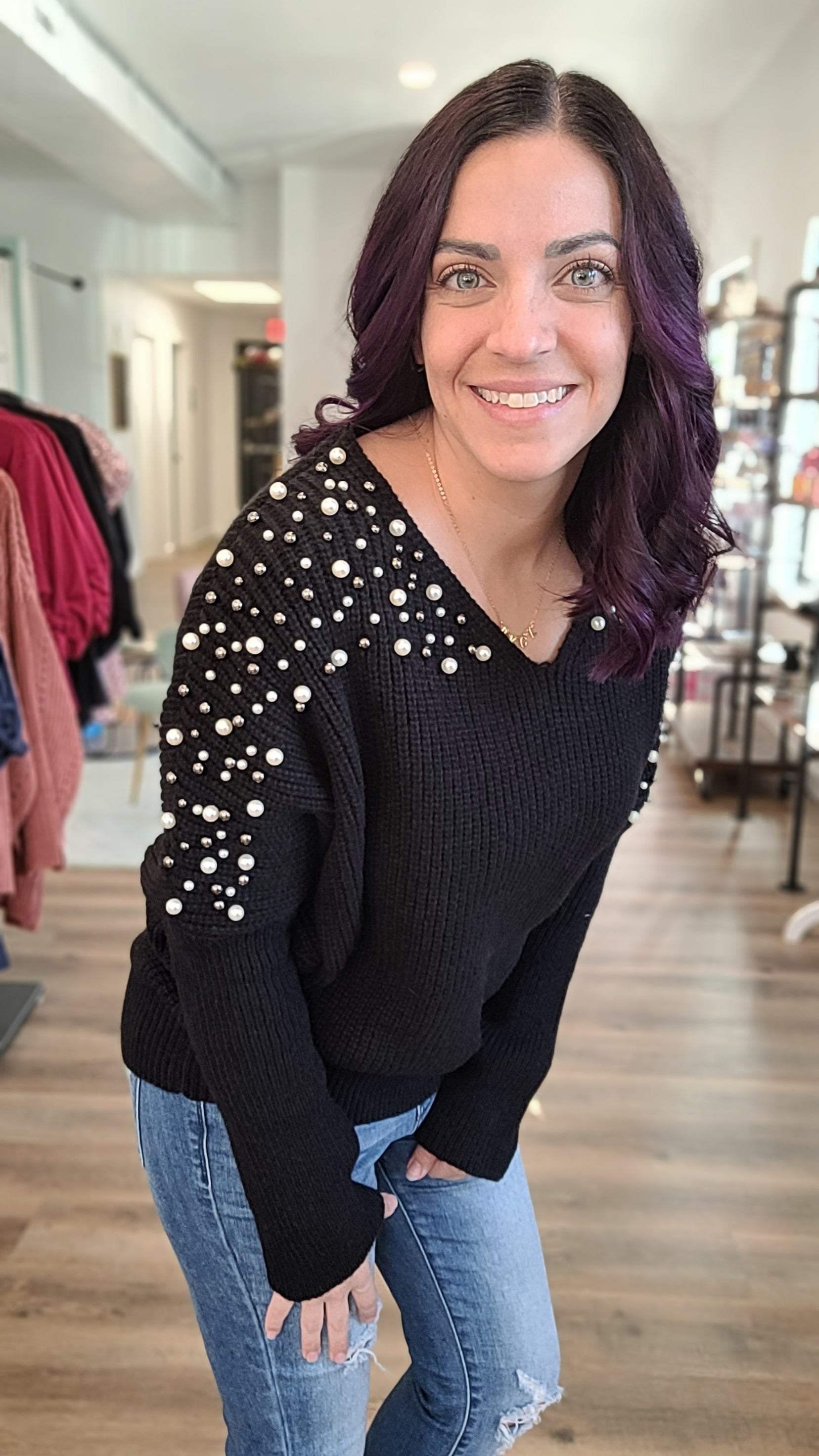 Shop Estelle Pearl Sweater-Sweater at Ruby Joy Boutique, a Women's Clothing Store in Pickerington, Ohio