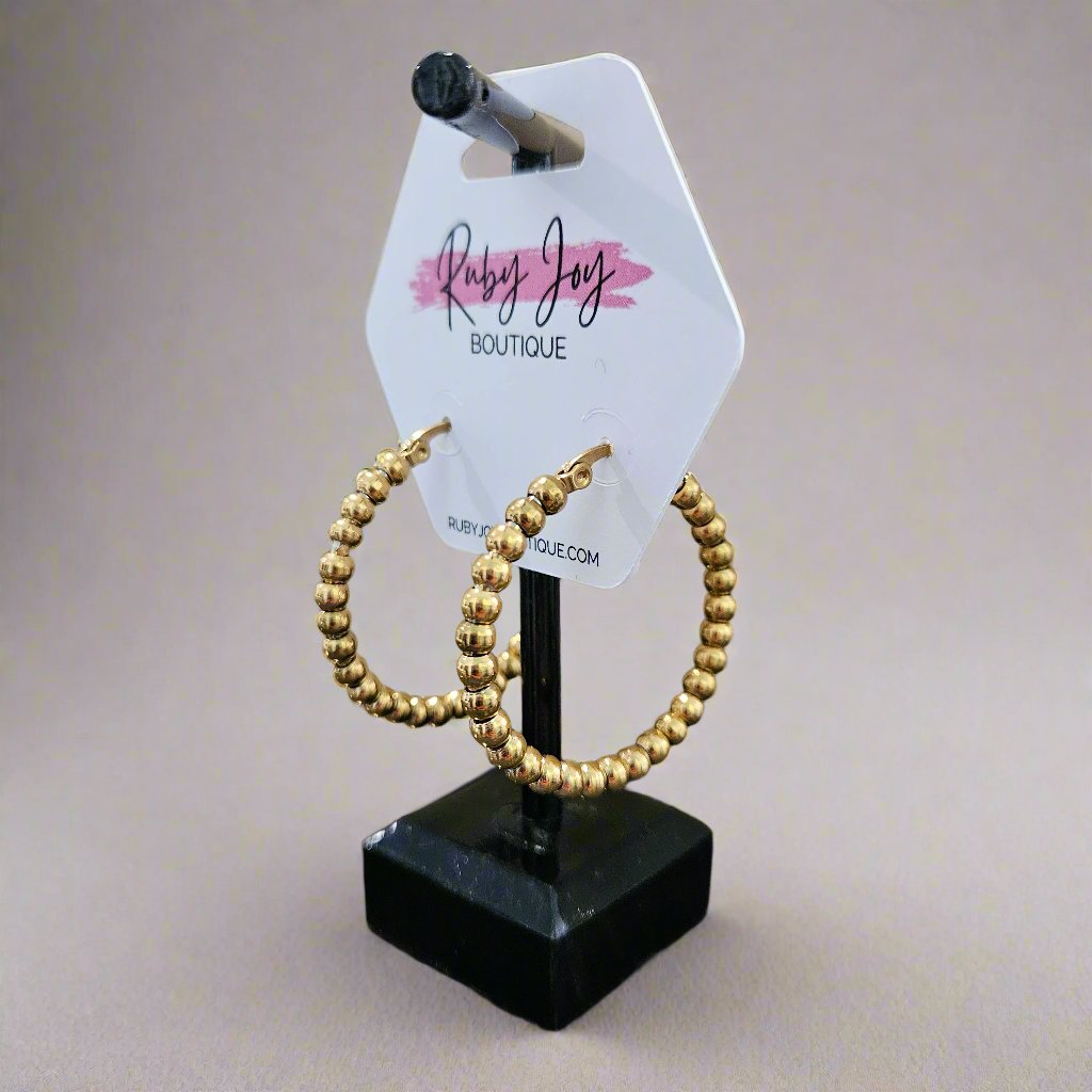 Shop Etta Beaded Hoop Earrings-Earrings at Ruby Joy Boutique, a Women's Clothing Store in Pickerington, Ohio