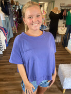 Shop Exposed Seam Boxy Tee with Pocket - Marlin- at Ruby Joy Boutique, a Women's Clothing Store in Pickerington, Ohio