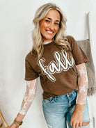 Shop Fall Glitter & Puff Combo Tee- at Ruby Joy Boutique, a Women's Clothing Store in Pickerington, Ohio