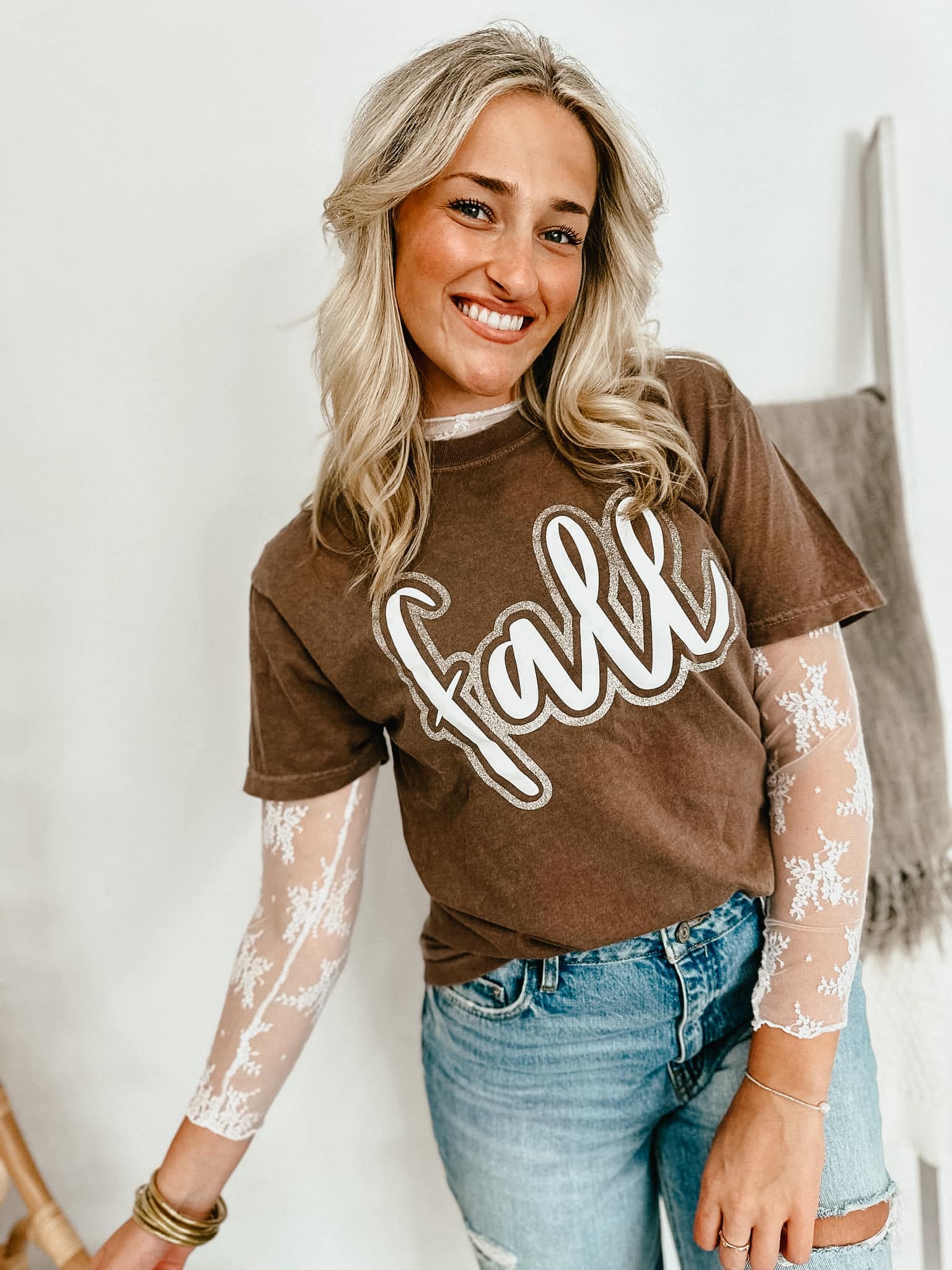 Shop Fall Glitter & Puff Combo Tee- at Ruby Joy Boutique, a Women's Clothing Store in Pickerington, Ohio