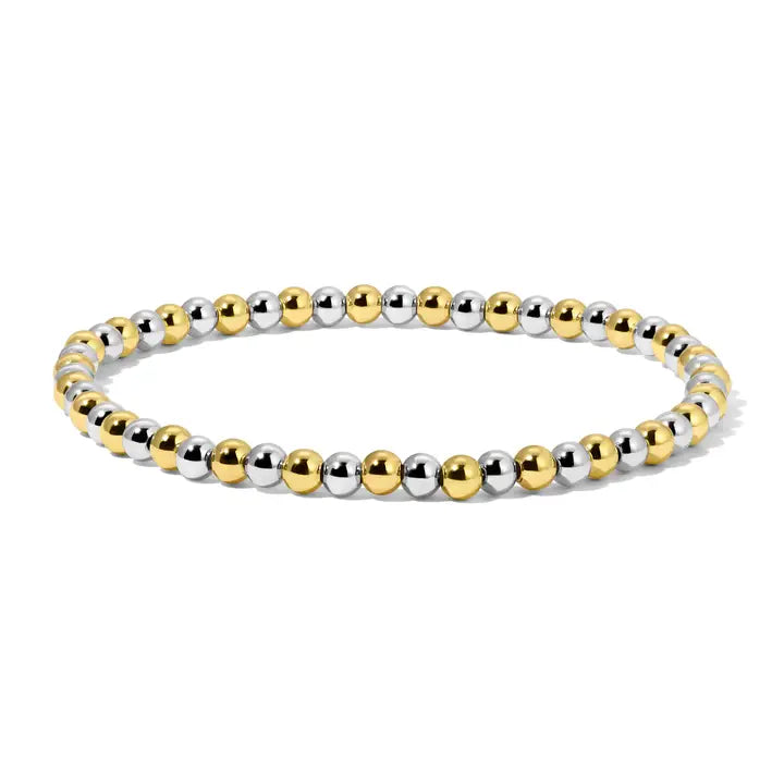 Shop Fashion Fortune Stretch Bracelets | Silver and Gold Mix-4mm Round Gold & Silver Beads at Ruby Joy Boutique, a Women's Clothing Store in Pickerington, Ohio