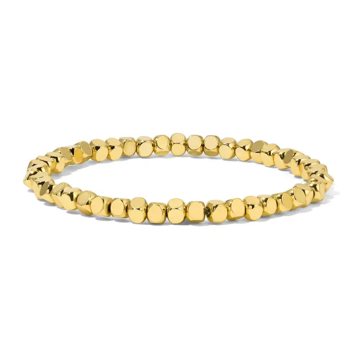 Shop Fashion Fortune Stretch Bracelets | Silver and Gold Mix-4mm Gold Cube Beads at Ruby Joy Boutique, a Women's Clothing Store in Pickerington, Ohio