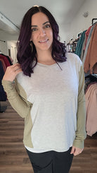 Shop Feeling Fine Colorblock Top-Shirts & Tops at Ruby Joy Boutique, a Women's Clothing Store in Pickerington, Ohio
