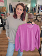 Shop Fleece Pigment Dyed Pullover with Pockets - Orchid- at Ruby Joy Boutique, a Women's Clothing Store in Pickerington, Ohio