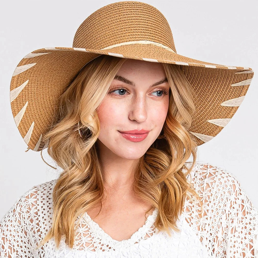 Shop Floppy Beach Hat with Edge Details-Hats at Ruby Joy Boutique, a Women's Clothing Store in Pickerington, Ohio