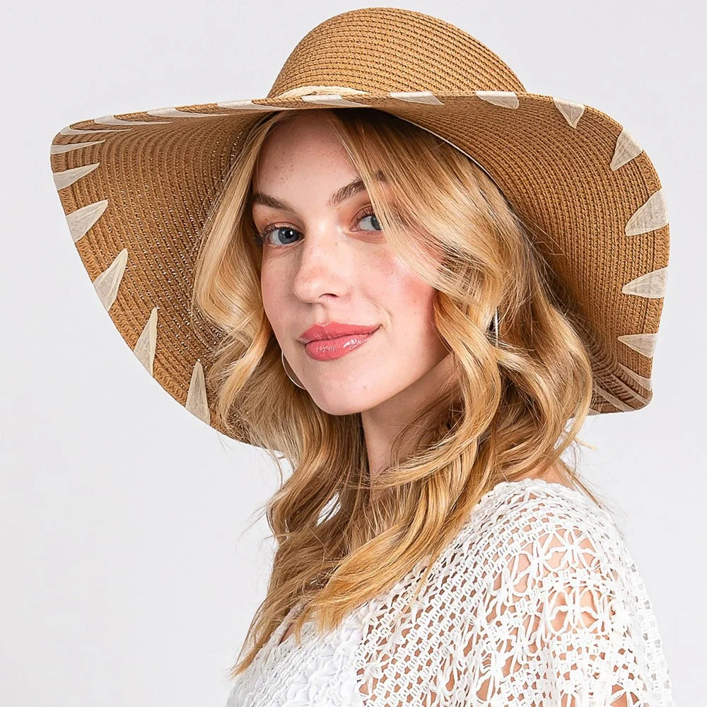 Shop Floppy Beach Hat with Edge Details-Hats at Ruby Joy Boutique, a Women's Clothing Store in Pickerington, Ohio
