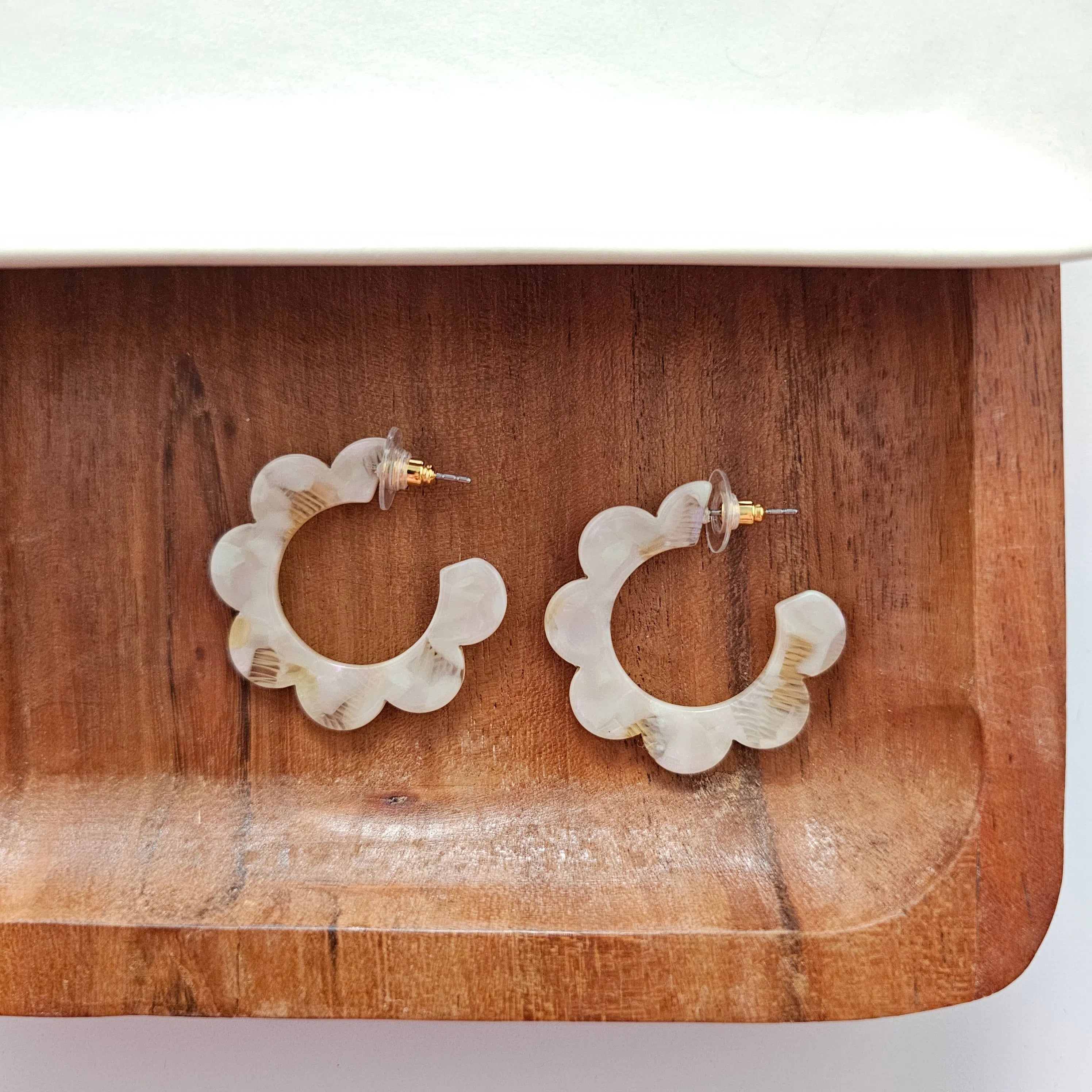 Shop Flora Hoops - Cream-Earrings at Ruby Joy Boutique, a Women's Clothing Store in Pickerington, Ohio