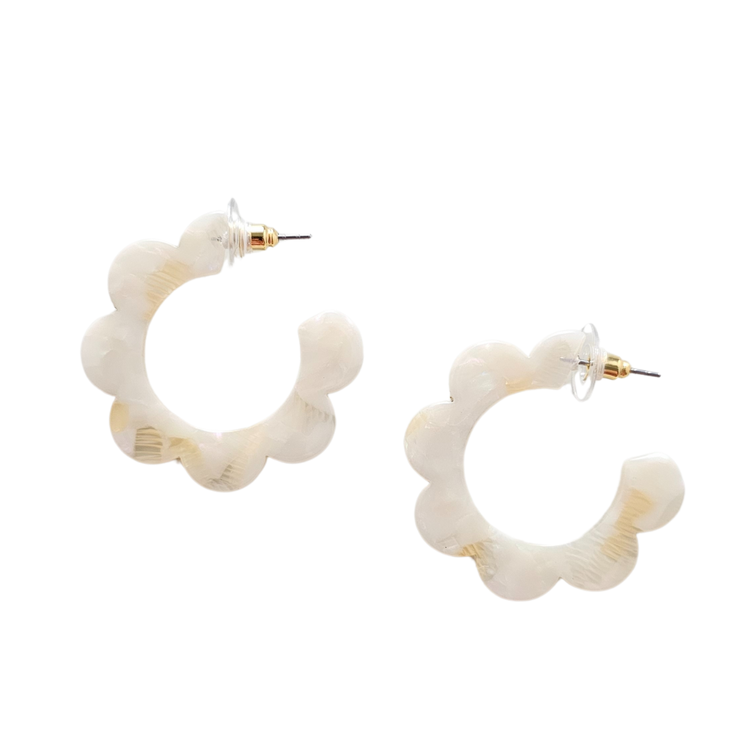 Shop Flora Hoops - Cream-Earrings at Ruby Joy Boutique, a Women's Clothing Store in Pickerington, Ohio