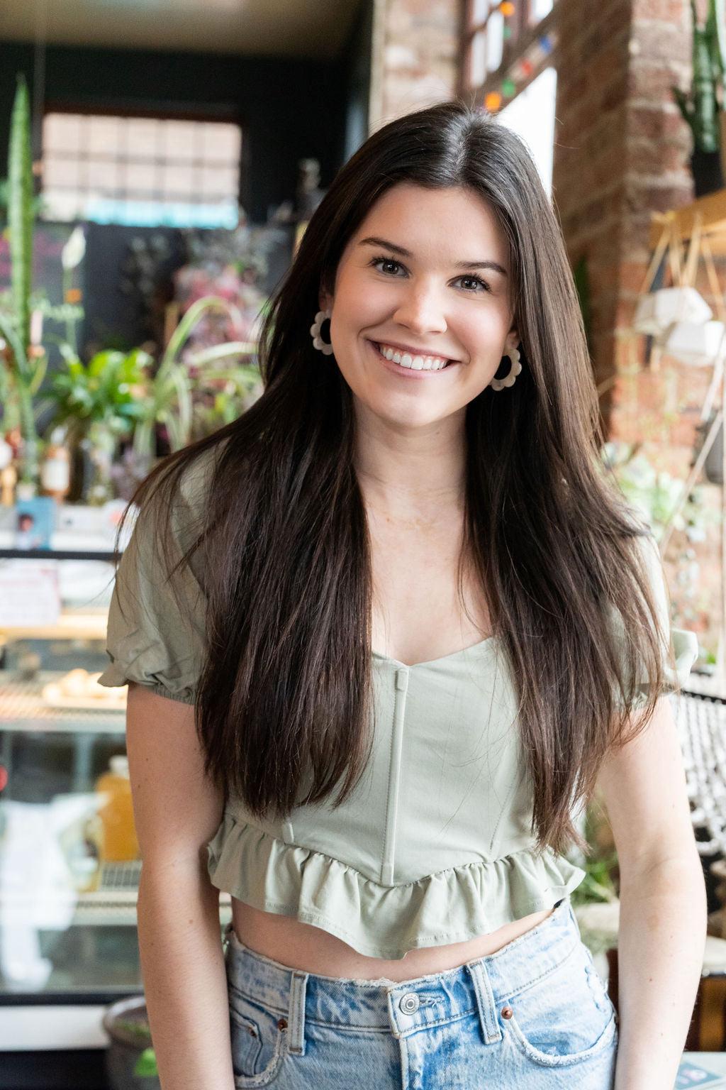 Shop Flora Hoops - Cream-Earrings at Ruby Joy Boutique, a Women's Clothing Store in Pickerington, Ohio