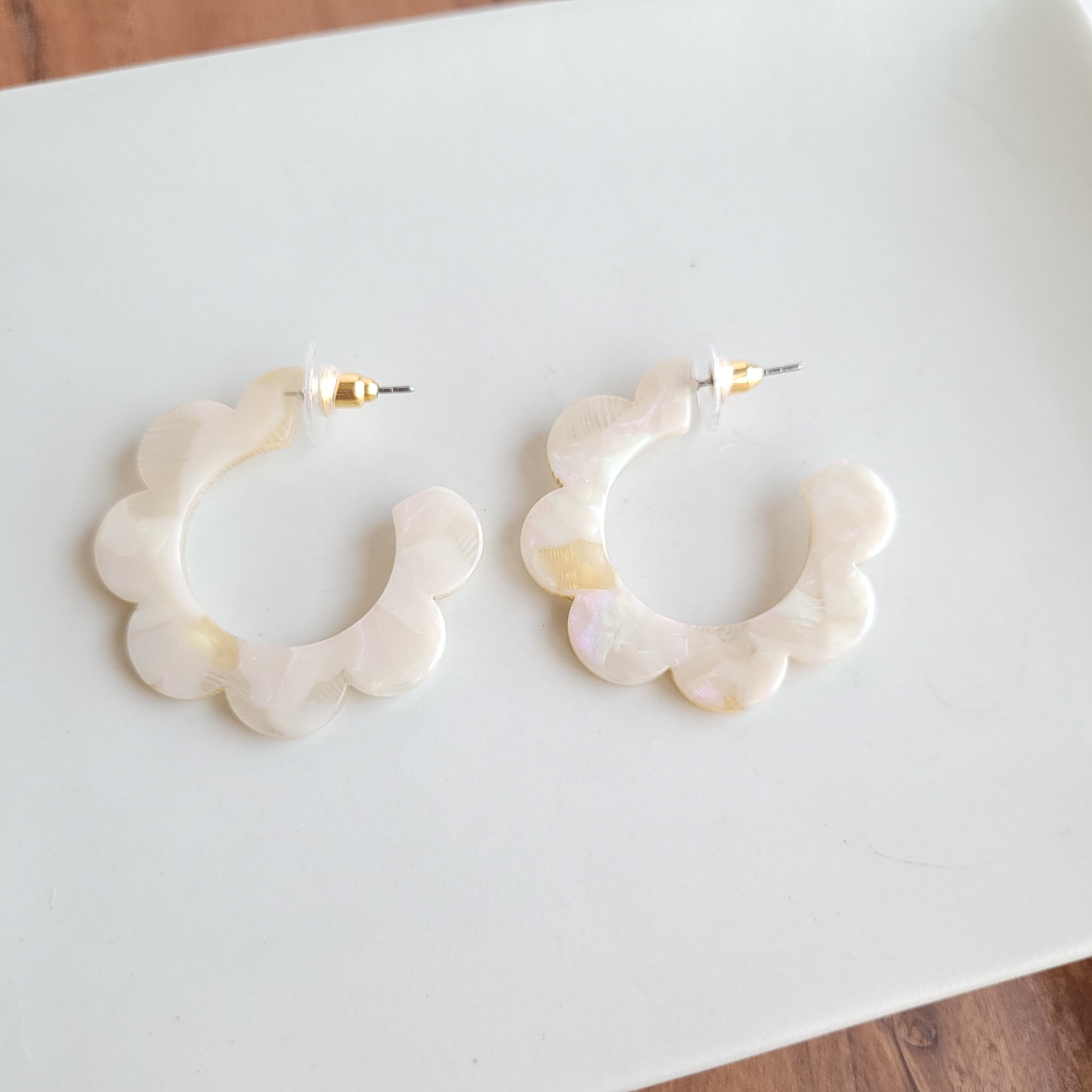 Shop Flora Hoops - Cream-Earrings at Ruby Joy Boutique, a Women's Clothing Store in Pickerington, Ohio