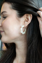 Shop Flora Hoops - Cream-Earrings at Ruby Joy Boutique, a Women's Clothing Store in Pickerington, Ohio