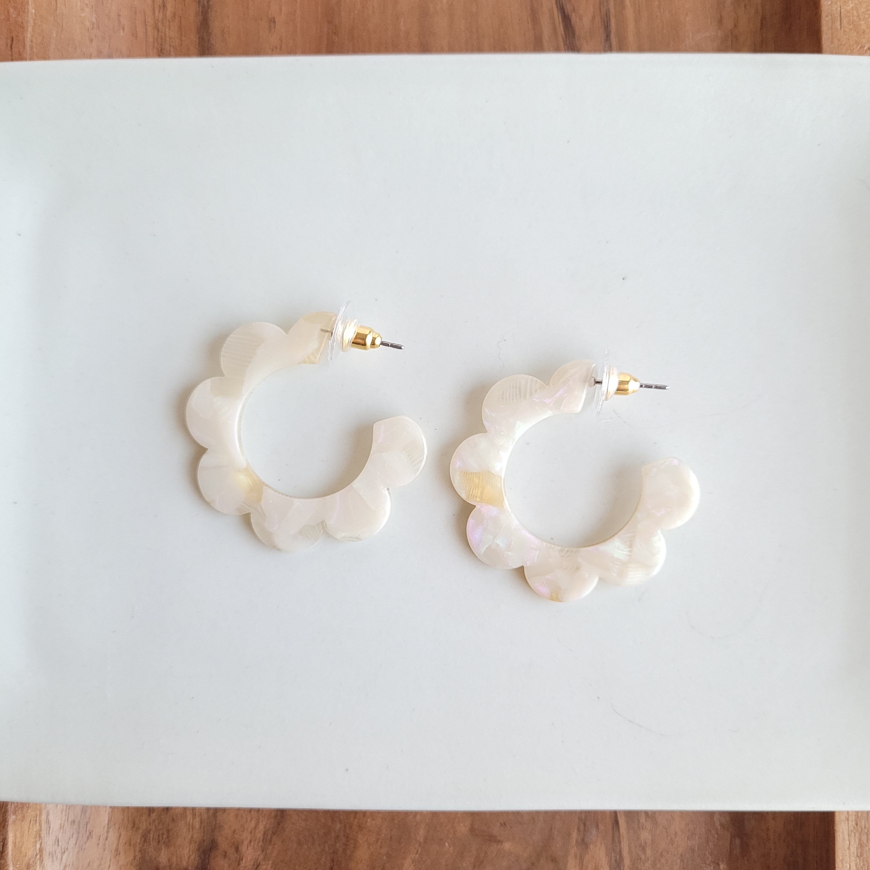 Shop Flora Hoops - Cream-Earrings at Ruby Joy Boutique, a Women's Clothing Store in Pickerington, Ohio