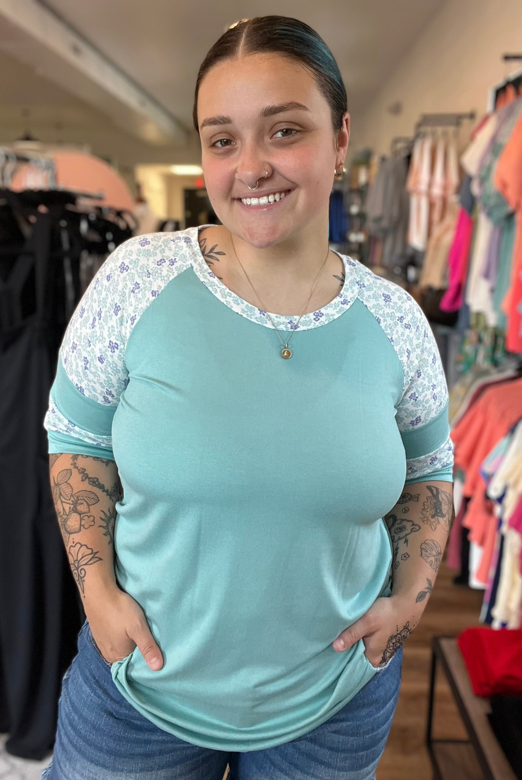 Floral Baseball Sleeve Top – Ruby Joy Boutique