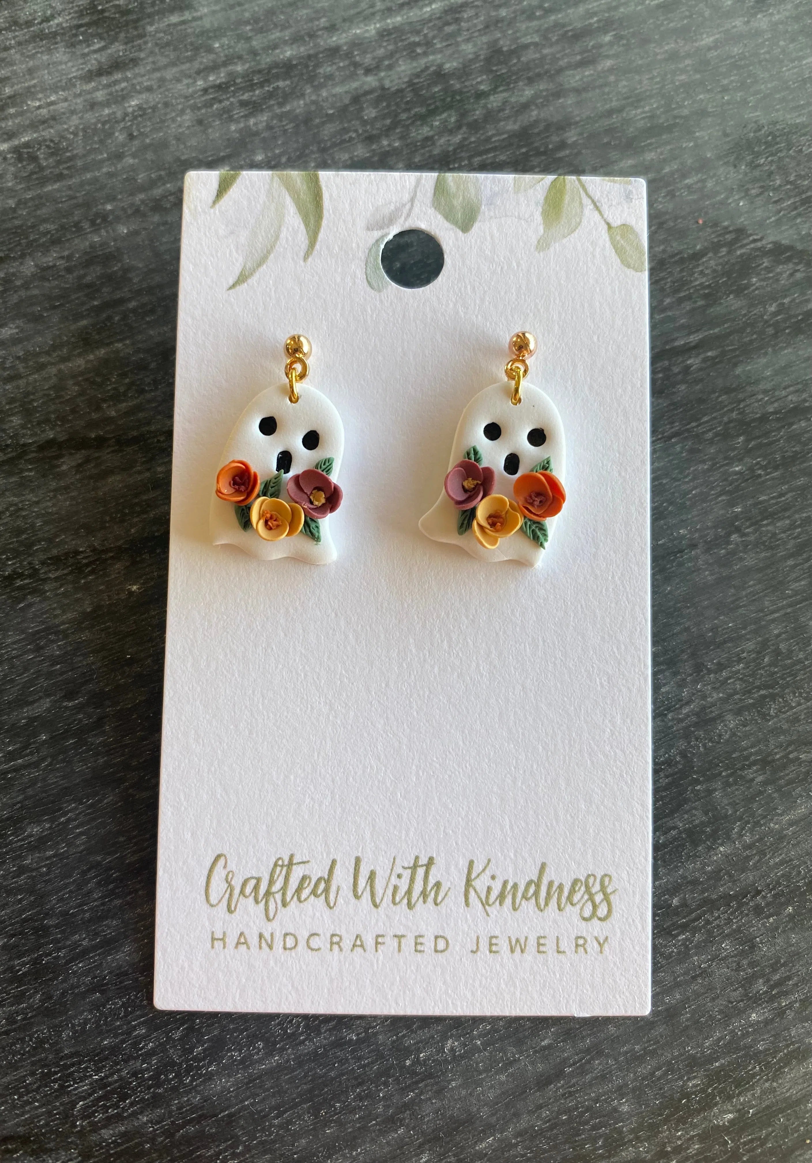 Shop Floral Ghost Stud Dangle Earrings-Earrings at Ruby Joy Boutique, a Women's Clothing Store in Pickerington, Ohio