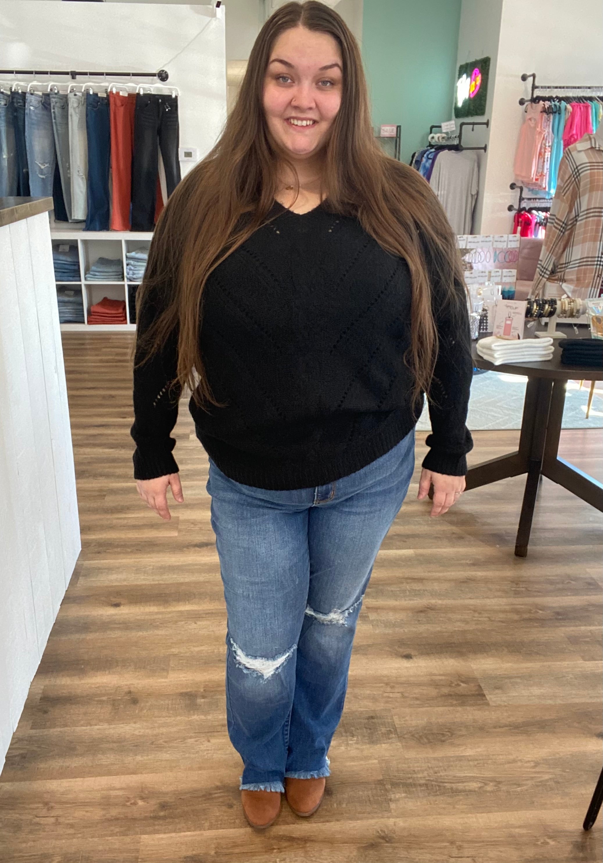 Shop Fray Hem Straight Leg Denim | Judy Blue-Denim at Ruby Joy Boutique, a Women's Clothing Store in Pickerington, Ohio