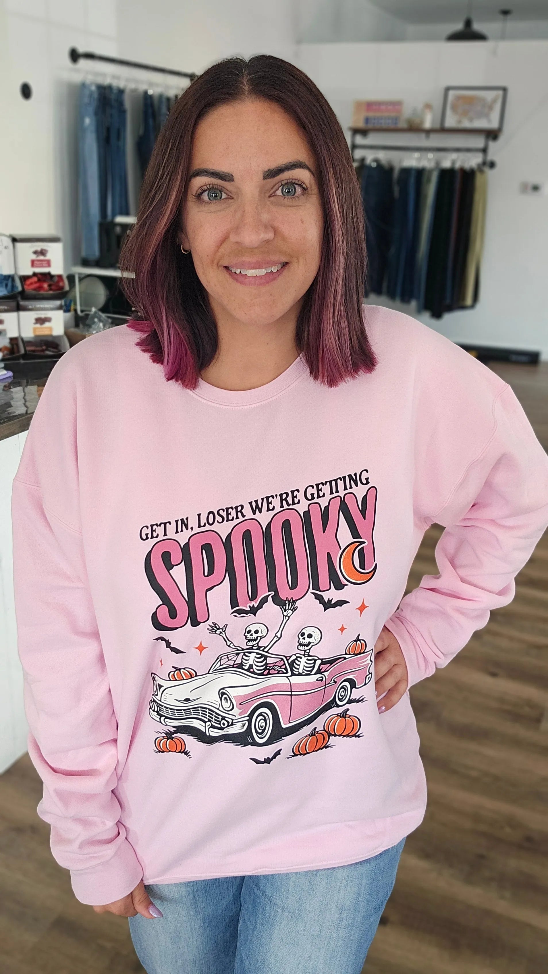 Shop Get in Loser, We're Getting Spooky Tee- at Ruby Joy Boutique, a Women's Clothing Store in Pickerington, Ohio