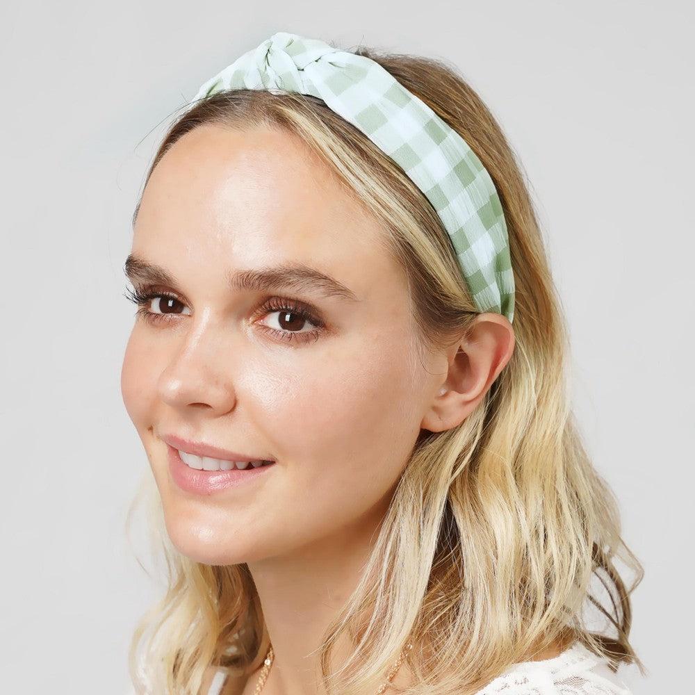 Shop Gingham Top Knot Headband-Headbands at Ruby Joy Boutique, a Women's Clothing Store in Pickerington, Ohio