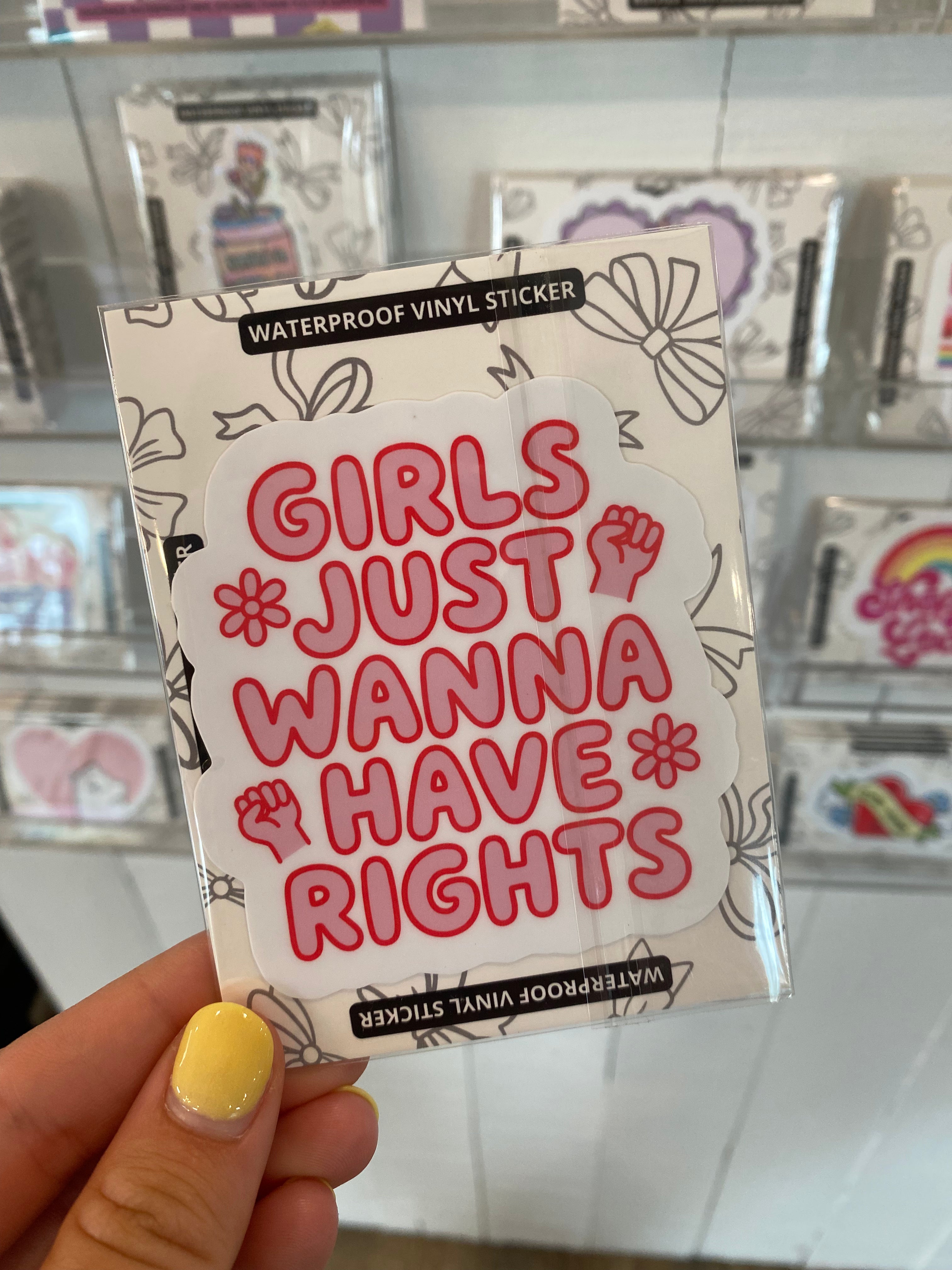 Shop Girls Just Wanna Have Rights | Waterproof Vinyl Sticker- at Ruby Joy Boutique, a Women's Clothing Store in Pickerington, Ohio