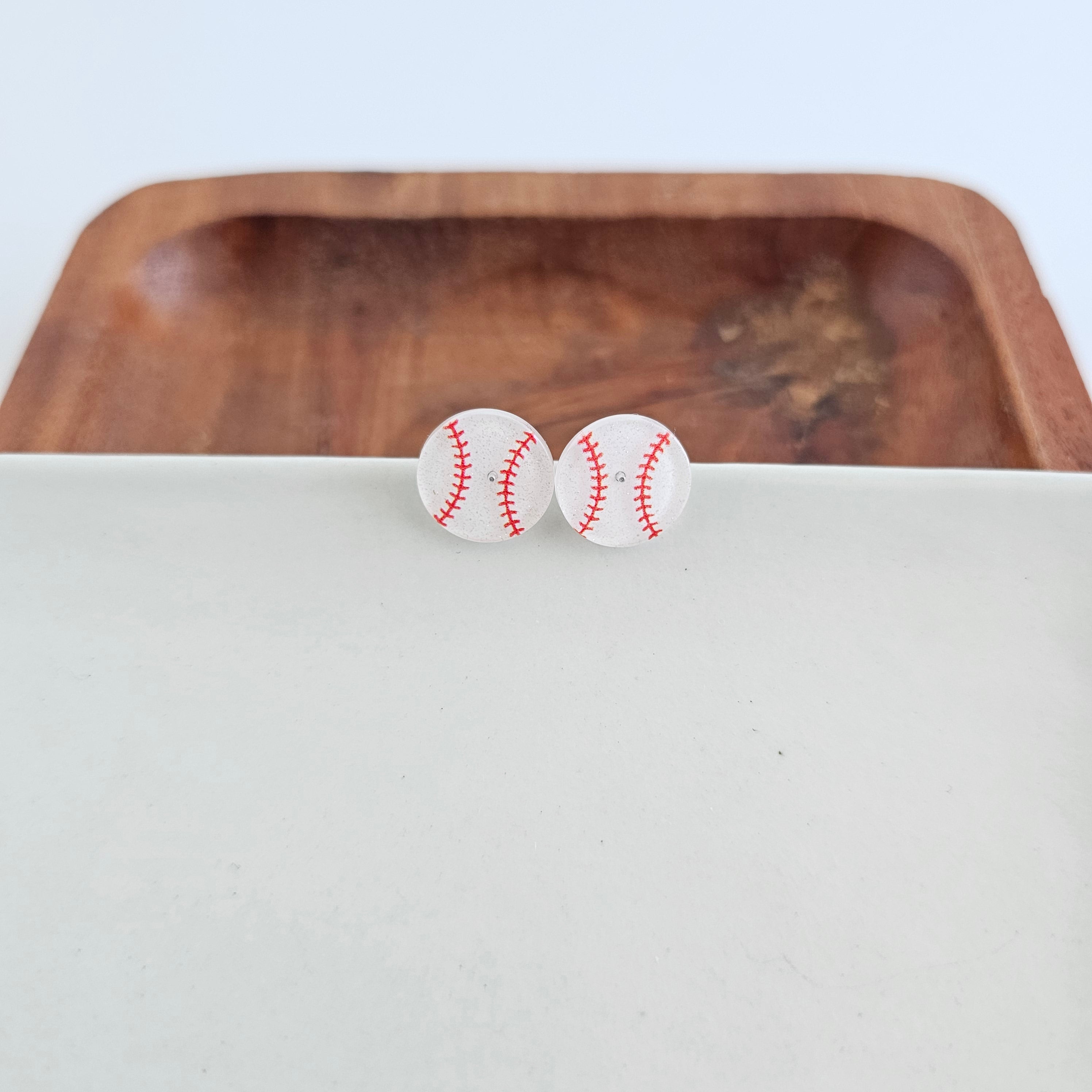 Shop Glitter Baseball Studs- at Ruby Joy Boutique, a Women's Clothing Store in Pickerington, Ohio