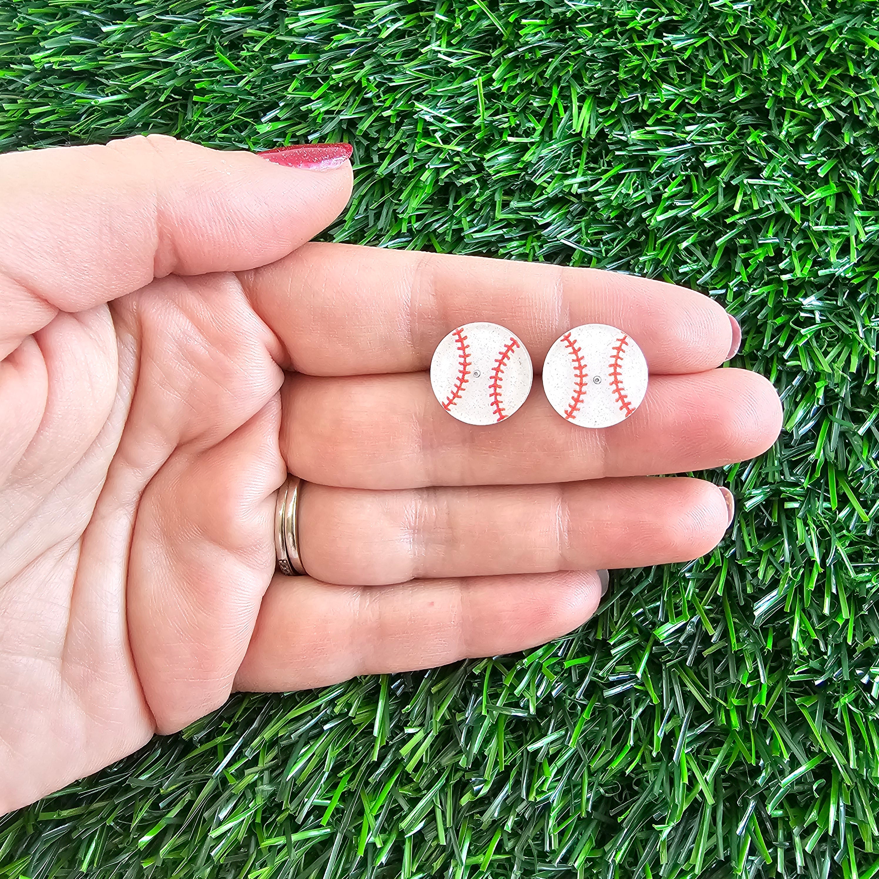 Shop Glitter Baseball Studs- at Ruby Joy Boutique, a Women's Clothing Store in Pickerington, Ohio