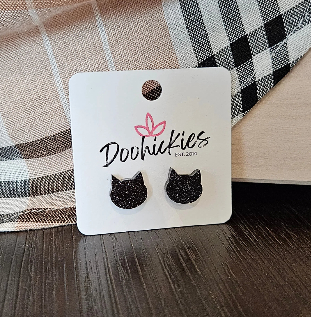 Shop Glitter Black Cat Earrings-Earrings at Ruby Joy Boutique, a Women's Clothing Store in Pickerington, Ohio