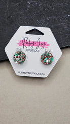 Shop Glitter Christmas Ornament Stud Earrings- at Ruby Joy Boutique, a Women's Clothing Store in Pickerington, Ohio