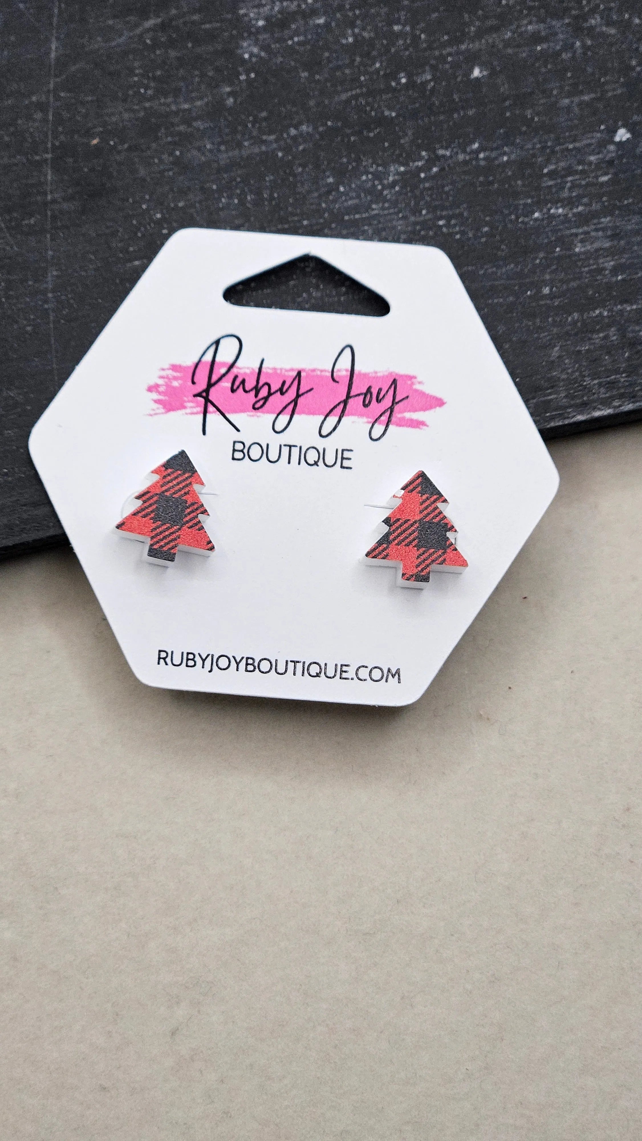 Shop Glitter Christmas Tree Stud Earrings- at Ruby Joy Boutique, a Women's Clothing Store in Pickerington, Ohio