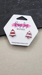 Shop Glitter Christmas Tree Stud Earrings- at Ruby Joy Boutique, a Women's Clothing Store in Pickerington, Ohio