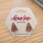 Shop Glitter Christmas Tree Stud Earrings-Earrings at Ruby Joy Boutique, a Women's Clothing Store in Pickerington, Ohio