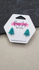 Shop Glitter Christmas Tree Stud Earrings- at Ruby Joy Boutique, a Women's Clothing Store in Pickerington, Ohio