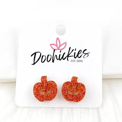 Shop Glitter Jack O'Lantern Earrings-Earrings at Ruby Joy Boutique, a Women's Clothing Store in Pickerington, Ohio