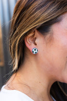 Shop Glitter Soccer Ball Studs- at Ruby Joy Boutique, a Women's Clothing Store in Pickerington, Ohio