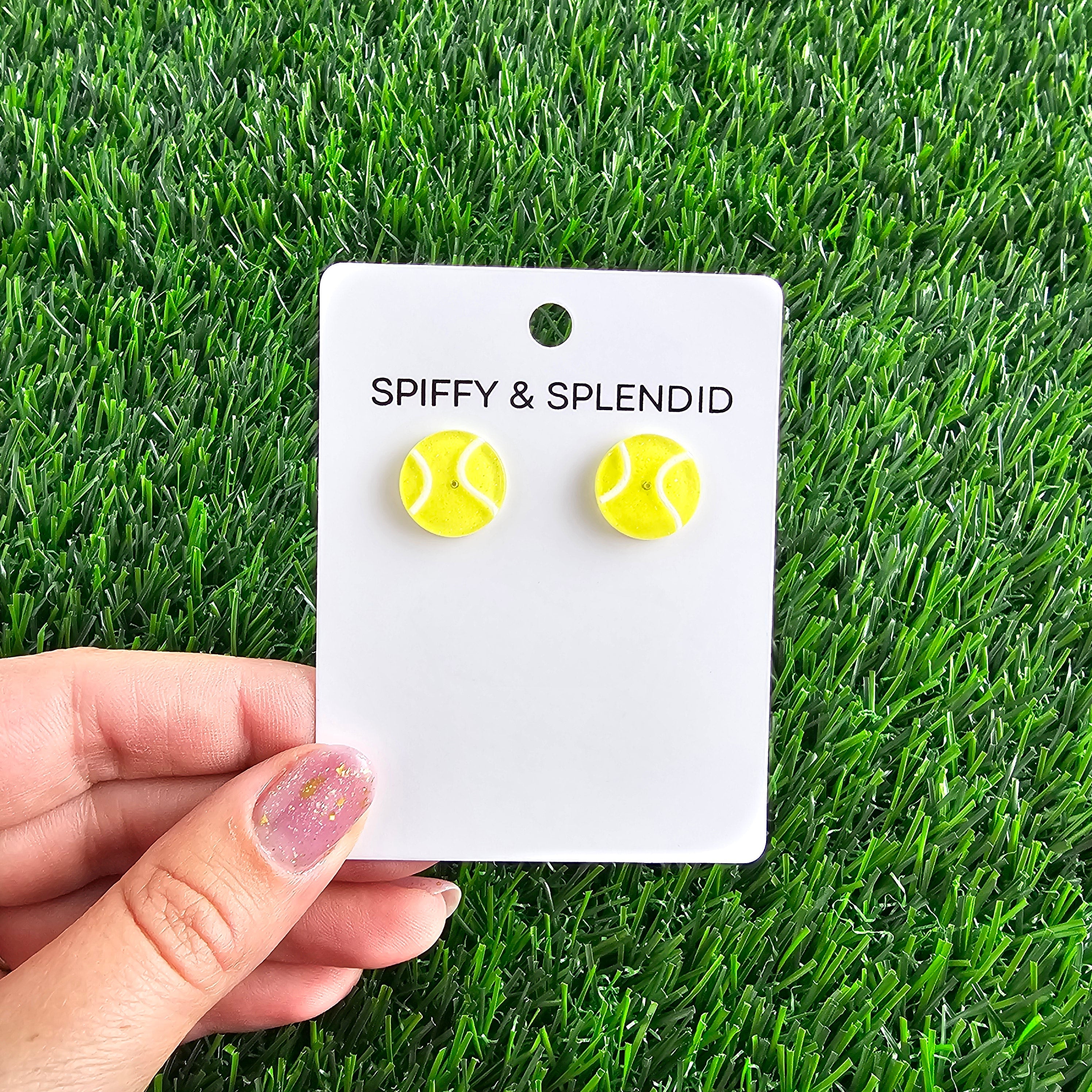 Shop Glitter Tennis Ball Studs- at Ruby Joy Boutique, a Women's Clothing Store in Pickerington, Ohio