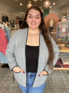 Shop Grey Open Knit Cardigan- at Ruby Joy Boutique, a Women's Clothing Store in Pickerington, Ohio