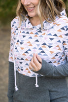 Shop Hailey Pullover Hoodie - Geometric and Charcoal-Hoodie at Ruby Joy Boutique, a Women's Clothing Store in Pickerington, Ohio