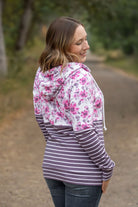 Shop Hailey Pullover Hoodie - Pink Floral and Stripes-Hoodie at Ruby Joy Boutique, a Women's Clothing Store in Pickerington, Ohio