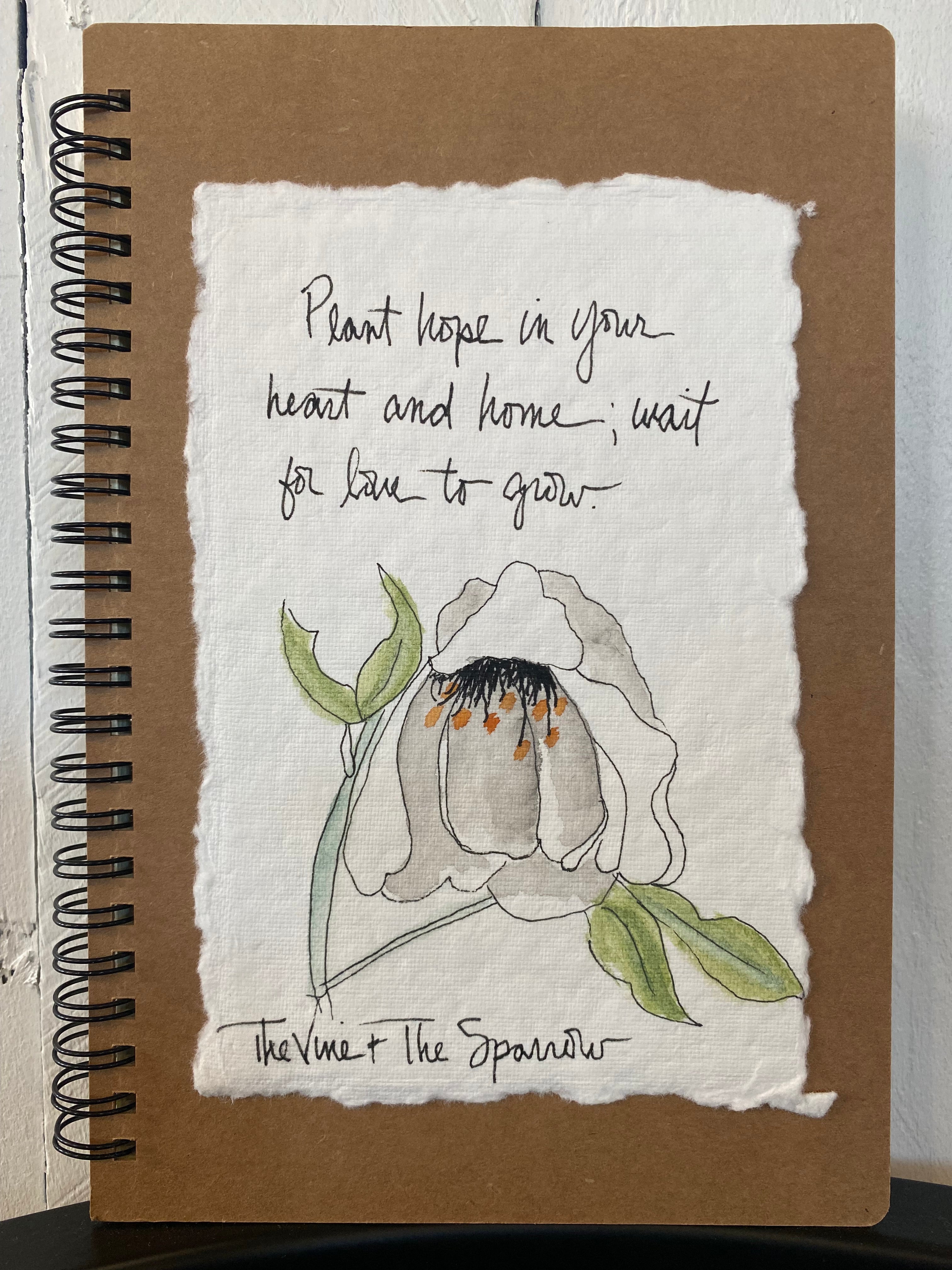 Shop Hand-Painted Watercolor Journal | Spiral Notebook-Wait For Love To Grow at Ruby Joy Boutique, a Women's Clothing Store in Pickerington, Ohio