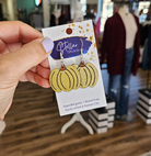 Shop Hand-Painted Wood Pumpkin Earrings-Earrings at Ruby Joy Boutique, a Women's Clothing Store in Pickerington, Ohio