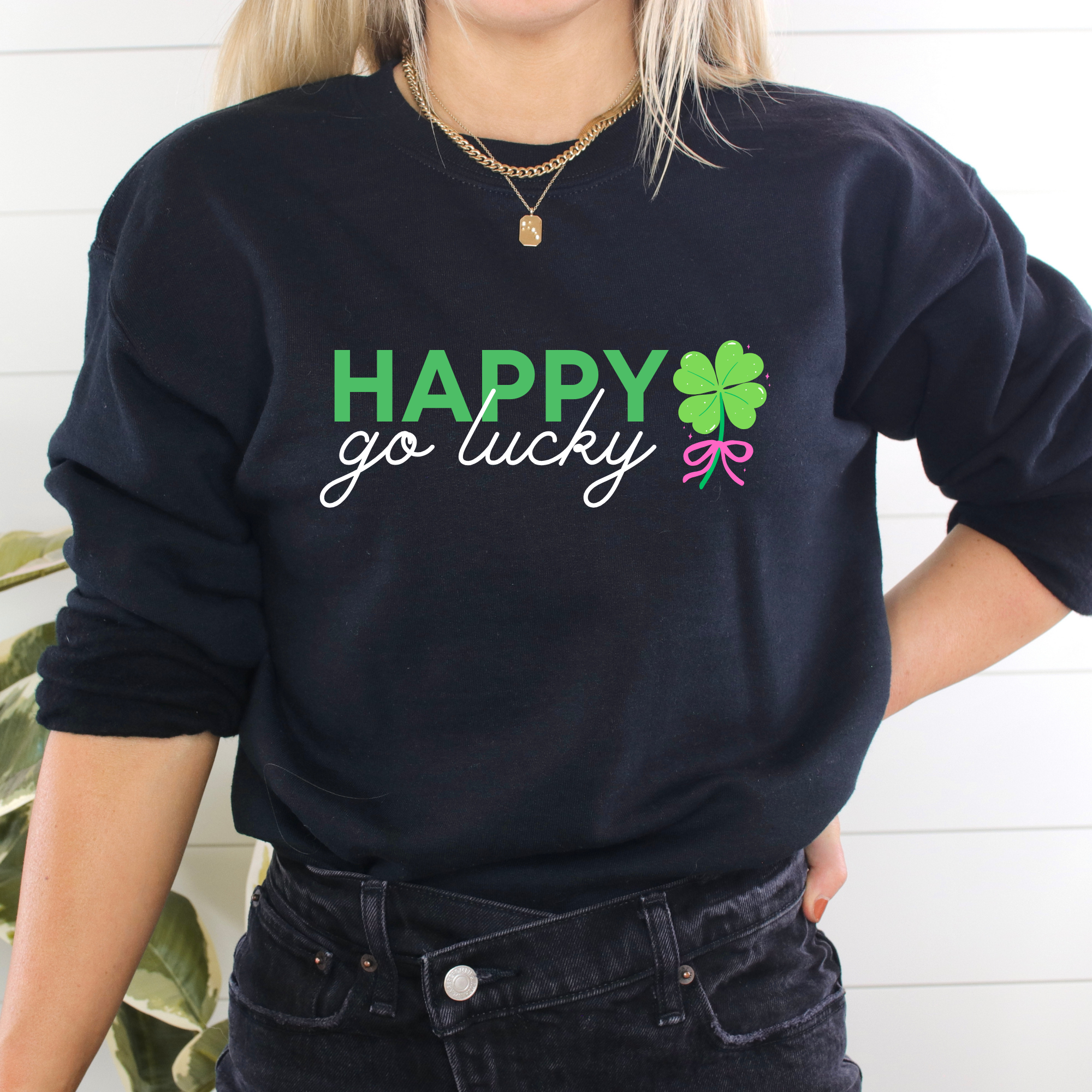Shop Happy Go Lucky | St. Patrick's Day Graphic Top-Tee at Ruby Joy Boutique, a Women's Clothing Store in Pickerington, Ohio