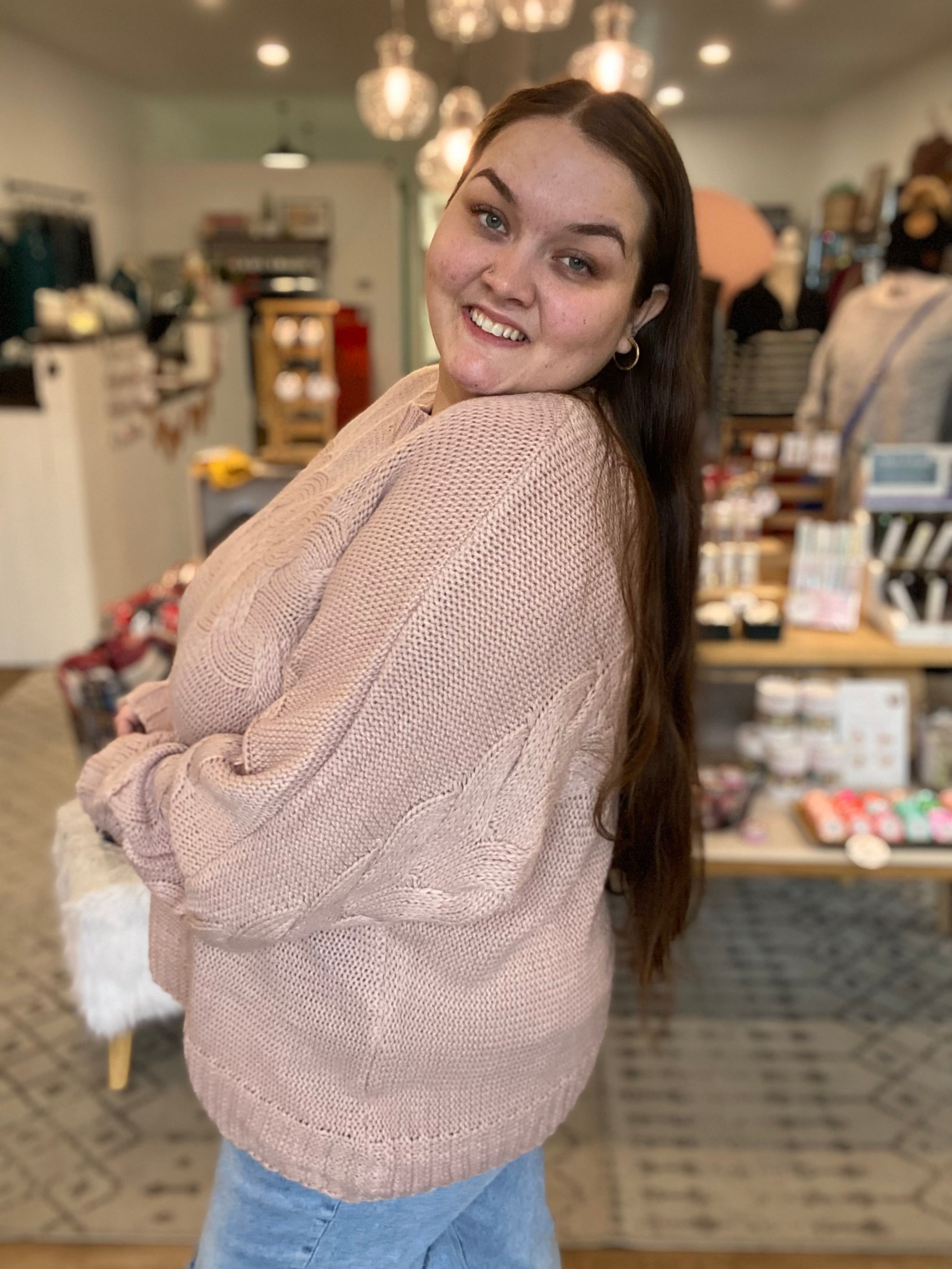 Shop Harper Cable Knit Oversized Sweater-Sweater at Ruby Joy Boutique, a Women's Clothing Store in Pickerington, Ohio