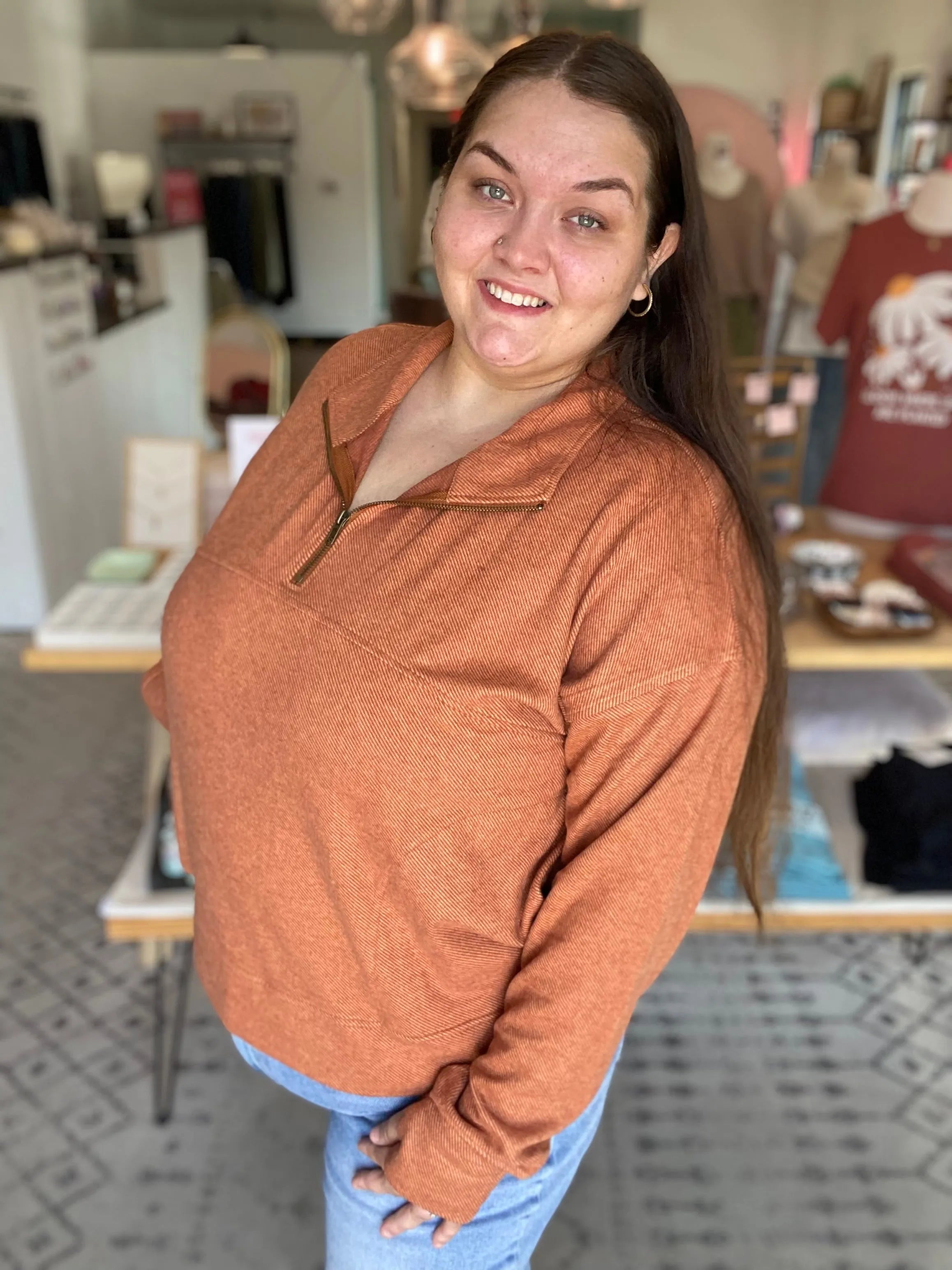 Shop Harvest Quarter Zip Pullover- at Ruby Joy Boutique, a Women's Clothing Store in Pickerington, Ohio