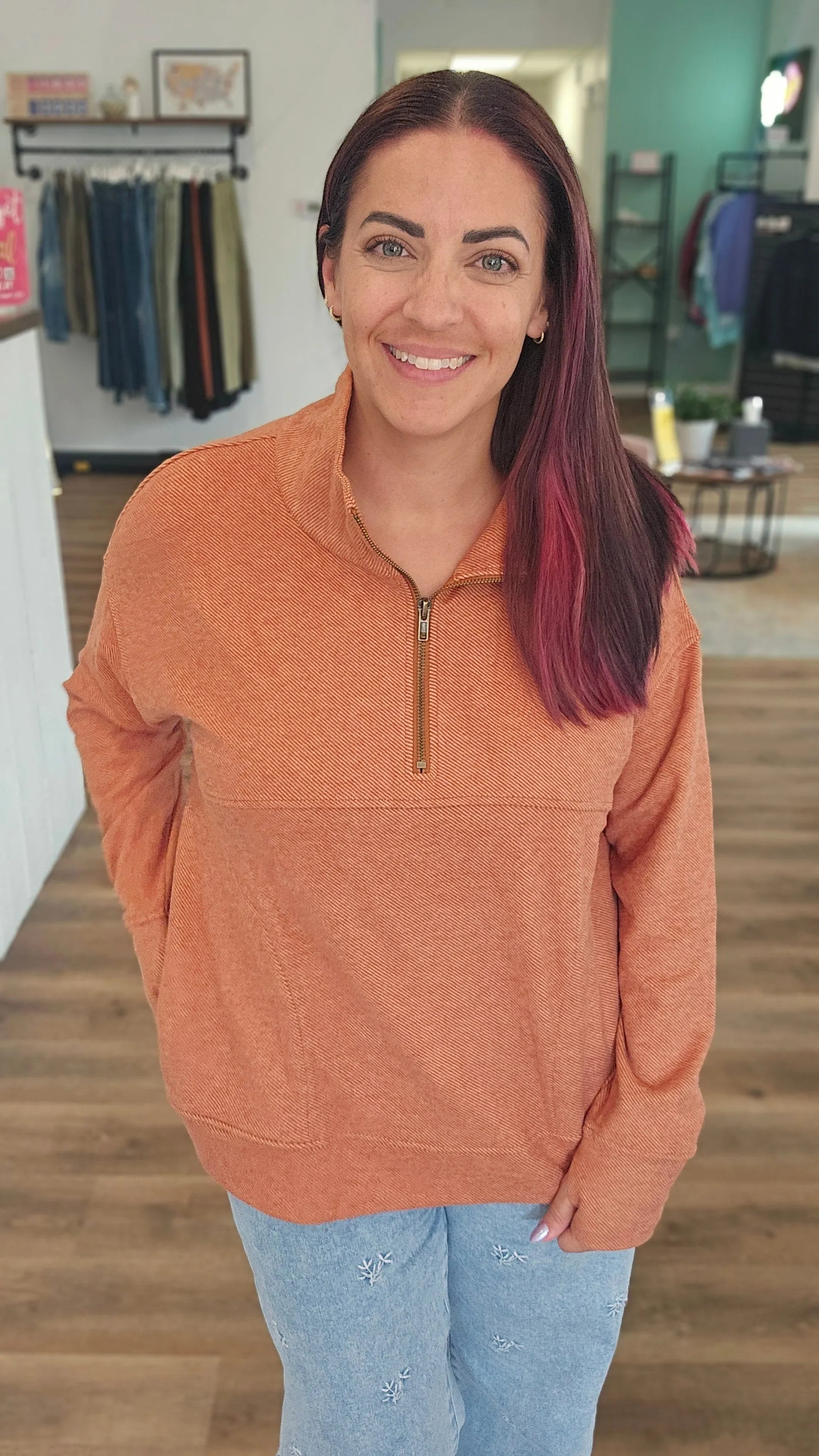 Shop Harvest Quarter Zip Pullover- at Ruby Joy Boutique, a Women's Clothing Store in Pickerington, Ohio